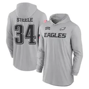 Youth Carson Steele Philadelphia Eagles Gray 2024 Salute to Service Lightweight Performance Long Sleeve Hooded T-Shirt