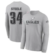 Youth Carson Steele Philadelphia Eagles Gray 2024 Salute to Service Long Sleeve T-Shirt