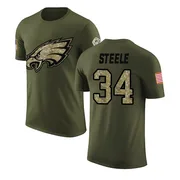 Youth Carson Steele Philadelphia Eagles Legend Olive Salute to Service T-Shirt