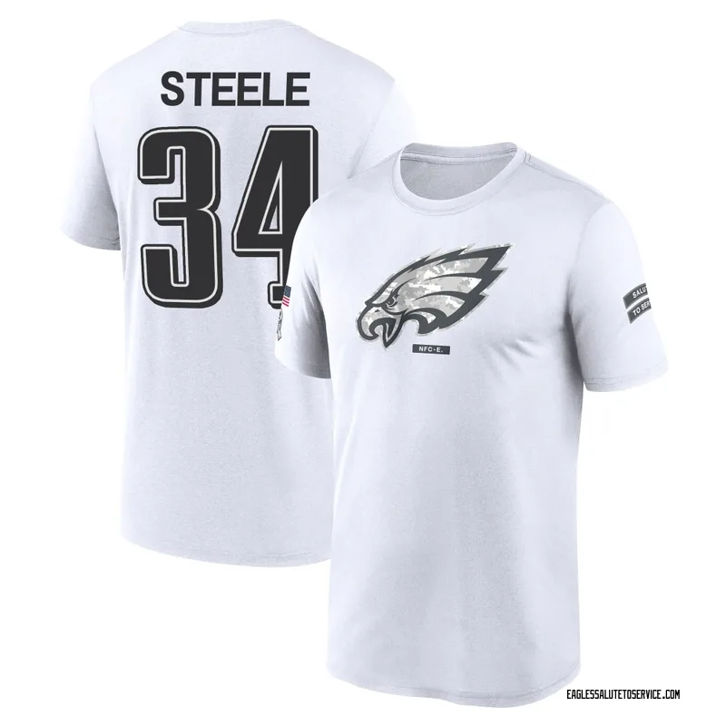 Youth Carson Steele Philadelphia Eagles Legend White 2024 Salute to Service Performance T-Shirt