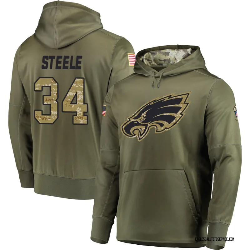 Youth Carson Steele Philadelphia Eagles Olive Salute to Service Pullover Hoodie