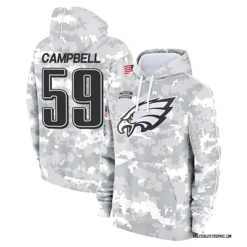 Youth Chance Campbell Philadelphia Eagles Camo Arctic 2024 Salute to Service Club Fleece Pullover Hoodie