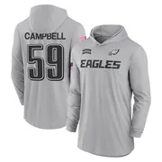 Youth Chance Campbell Philadelphia Eagles Gray 2024 Salute to Service Lightweight Performance Long Sleeve Hooded T-Shirt