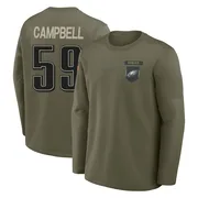 Youth Chance Campbell Philadelphia Eagles Olive 2025 Salute to Service Sideline Coaches Long Sleeve T-Shirt