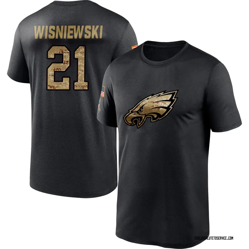 Youth Cole Wisniewski Philadelphia Eagles Black 2020 Salute To Service Performance T-Shirt