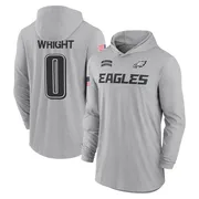 Youth Dae'Quan Wright Philadelphia Eagles Gray 2024 Salute to Service Lightweight Performance Long Sleeve Hooded T-Shirt