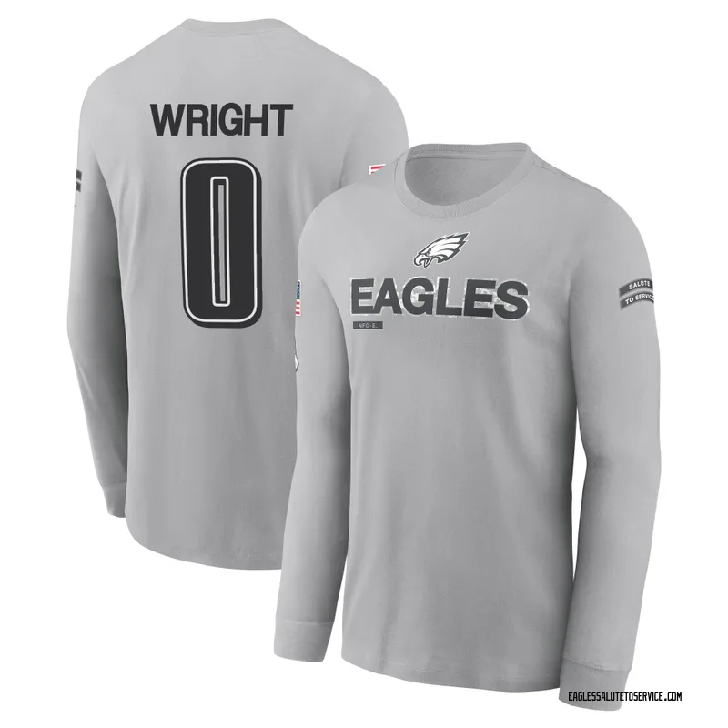 Youth Dae'Quan Wright Philadelphia Eagles Gray 2024 Salute to Service Long Sleeve T-Shirt