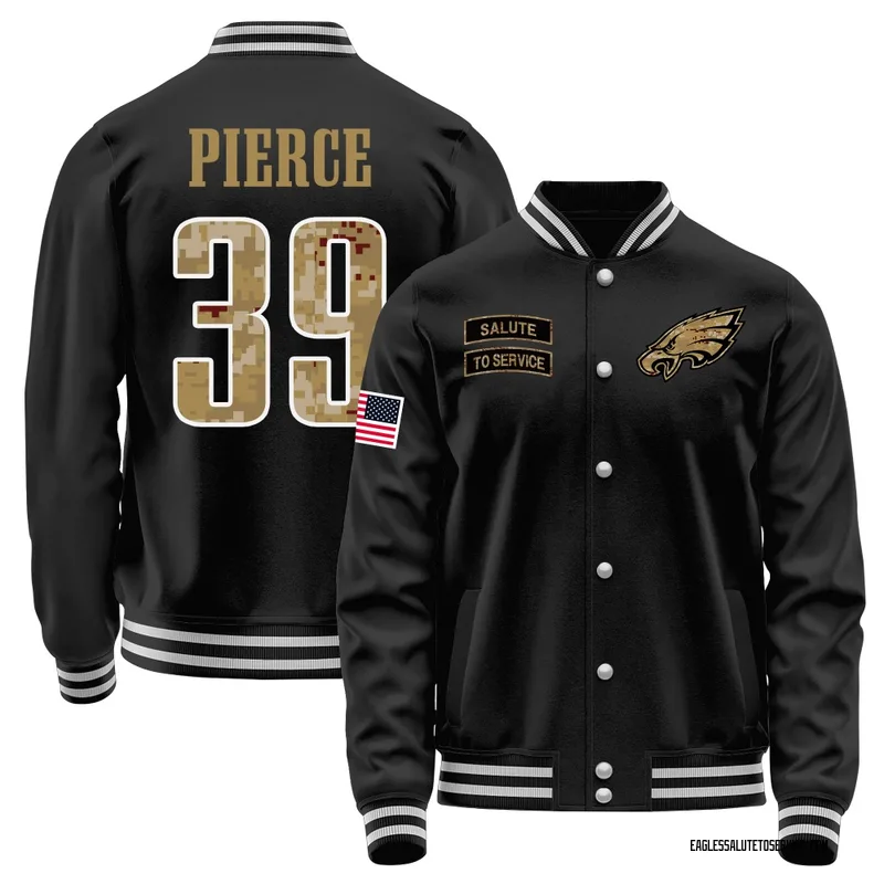 Youth Dameon Pierce Philadelphia Eagles Black Salute to Service Sideline Performance Jacket