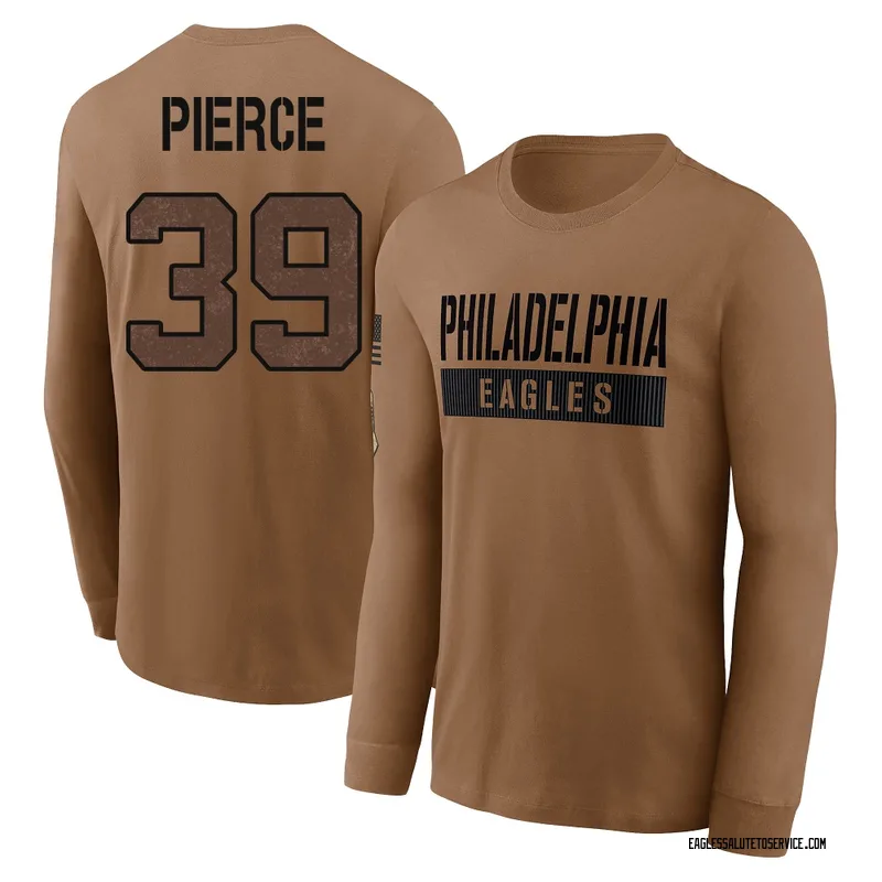 Youth Dameon Pierce Philadelphia Eagles Brown 2023 Salute To Service Long Sleeve T-Shirt