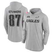 Youth Eli Stowers Philadelphia Eagles Gray 2024 Salute to Service Lightweight Performance Long Sleeve Hooded T-Shirt