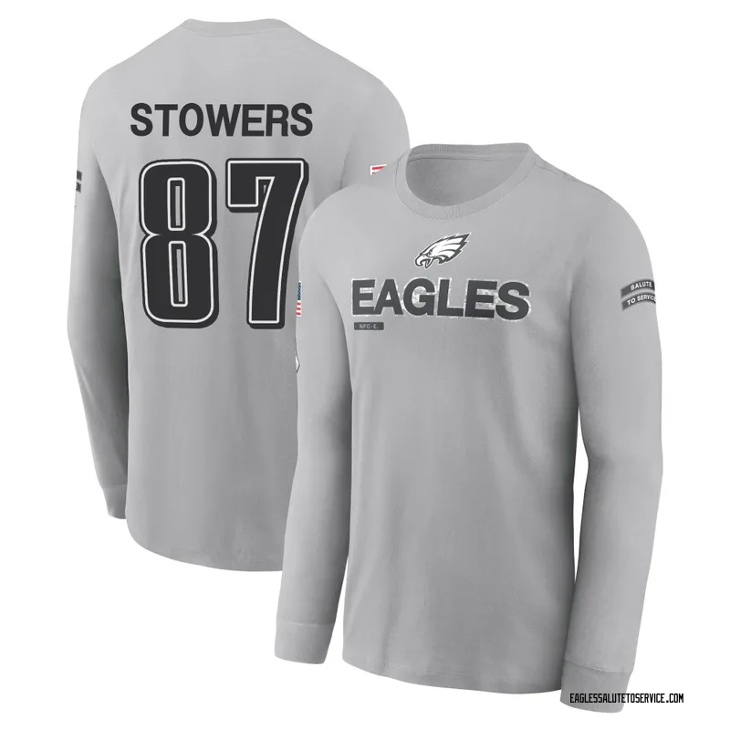 Youth Eli Stowers Philadelphia Eagles Gray 2024 Salute to Service Long Sleeve T-Shirt