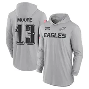 Youth Elijah Moore Philadelphia Eagles Gray 2024 Salute to Service Lightweight Performance Long Sleeve Hooded T-Shirt