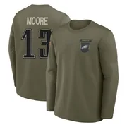 Youth Elijah Moore Philadelphia Eagles Olive 2025 Salute to Service Sideline Coaches Long Sleeve T-Shirt