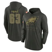 Youth Hollin Pierce Philadelphia Eagles Green Forest/ 2025 Salute to Service Sideline Lightweight Hooded Pullover Long Sleeve T-