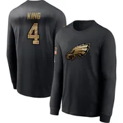 Youth Isiah King Philadelphia Eagles Black 2020 Salute To Service Sideline Performance Long Sleeve T-Shirt