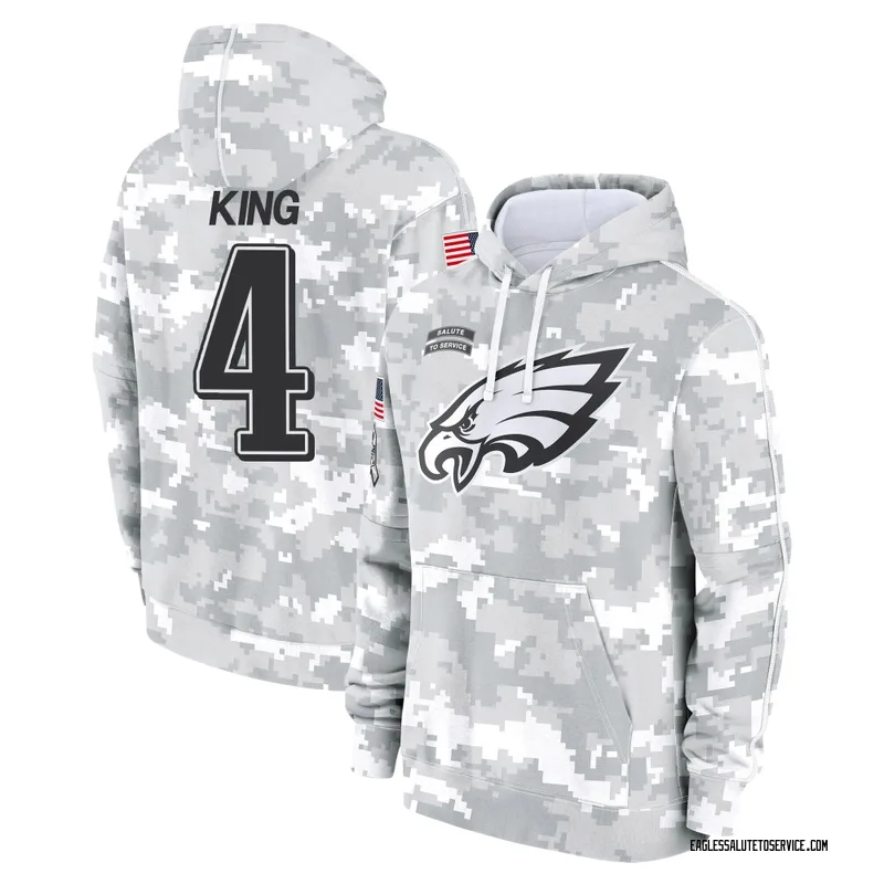 Youth Isiah King Philadelphia Eagles Camo Arctic 2024 Salute to Service Club Fleece Pullover Hoodie