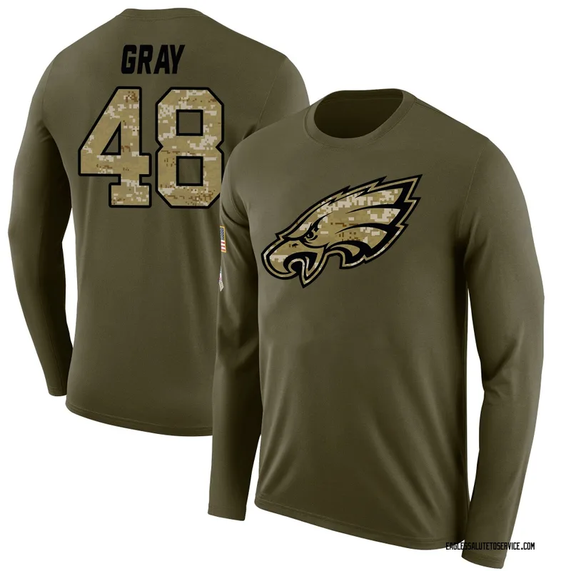 Youth J.T. Gray Philadelphia Eagles Legend Olive Salute to Service Sideline Long Sleeve T-Shirt