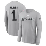 Youth Jalen Hurts Philadelphia Eagles Gray 2024 Salute to Service Long Sleeve T-Shirt