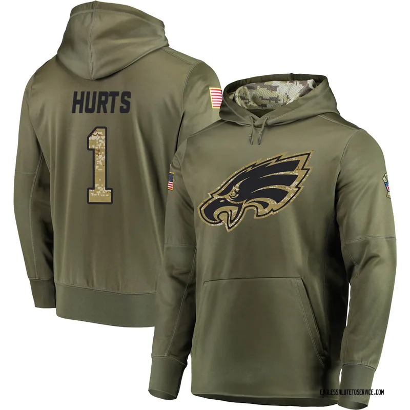 Youth Jalen Hurts Philadelphia Eagles Olive Salute to Service Pullover Hoodie