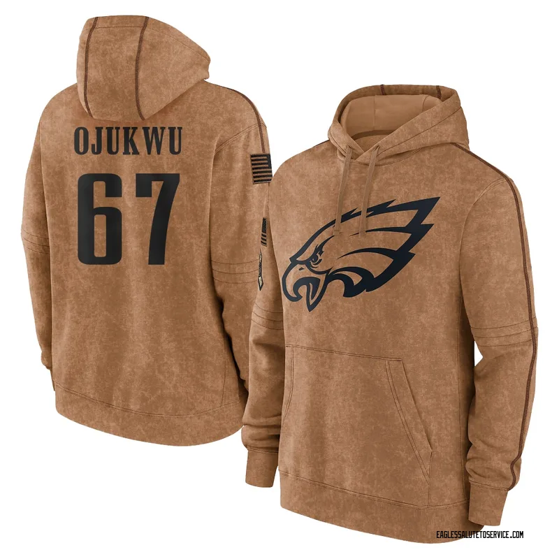Youth John Ojukwu Philadelphia Eagles Brown 2023 Salute To Service Club Pullover Hoodie