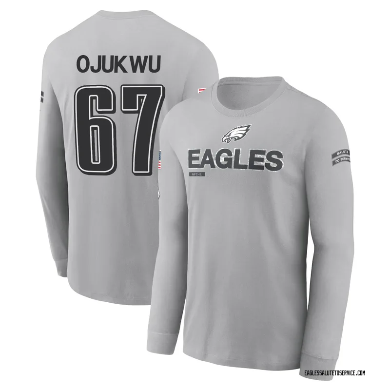 Youth John Ojukwu Philadelphia Eagles Gray 2024 Salute to Service Long Sleeve T-Shirt