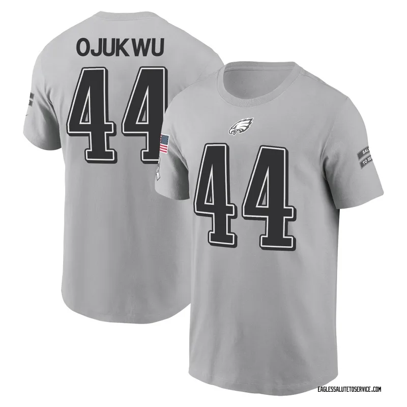 Youth John Ojukwu Philadelphia Eagles Gray 2024 Salute to Service Name & Number T-Shirt
