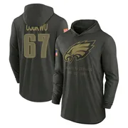 Youth John Ojukwu Philadelphia Eagles Green Forest/ 2025 Salute to Service Sideline Lightweight Hooded Pullover Long Sleeve T-Sh