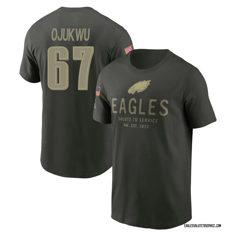 Youth John Ojukwu Philadelphia Eagles Green Forest/ 2025 Salute to Service Sideline Primary Edge T-Shirt