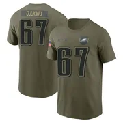 Youth John Ojukwu Philadelphia Eagles Olive 2025 Salute to Service Name & Number T-Shirt