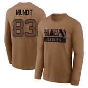 Youth Johnny Mundt Philadelphia Eagles Brown 2023 Salute To Service Long Sleeve T-Shirt