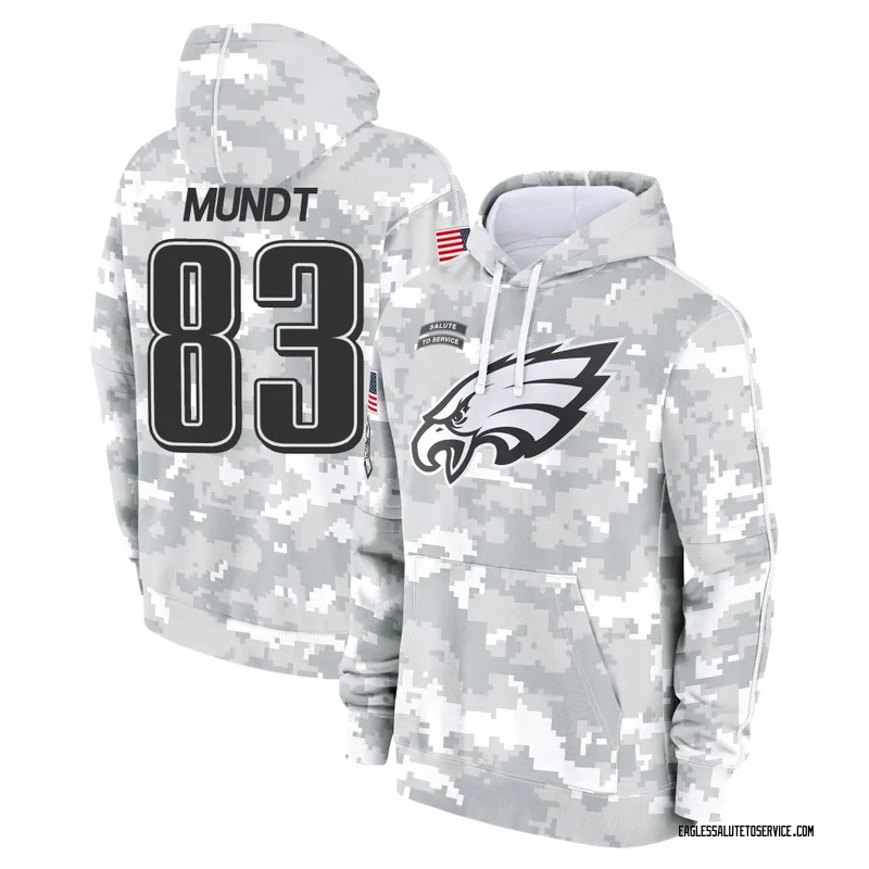 Youth Johnny Mundt Philadelphia Eagles Camo Arctic 2024 Salute to Service Club Fleece Pullover Hoodie