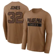 Youth Jonathan Jones Philadelphia Eagles Brown 2023 Salute To Service Long Sleeve T-Shirt