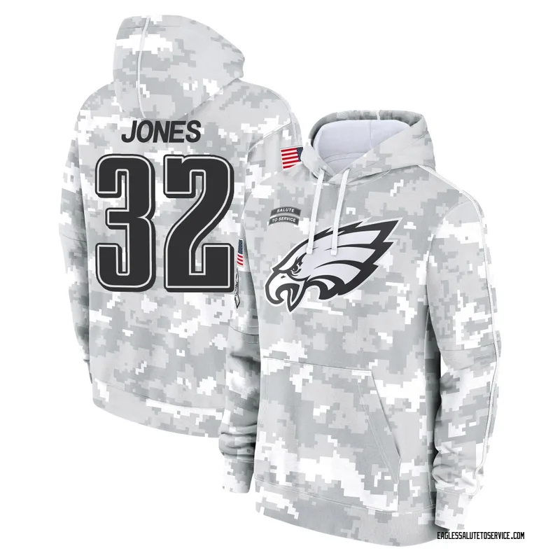 Youth Jonathan Jones Philadelphia Eagles Camo Arctic 2024 Salute to Service Club Fleece Pullover Hoodie
