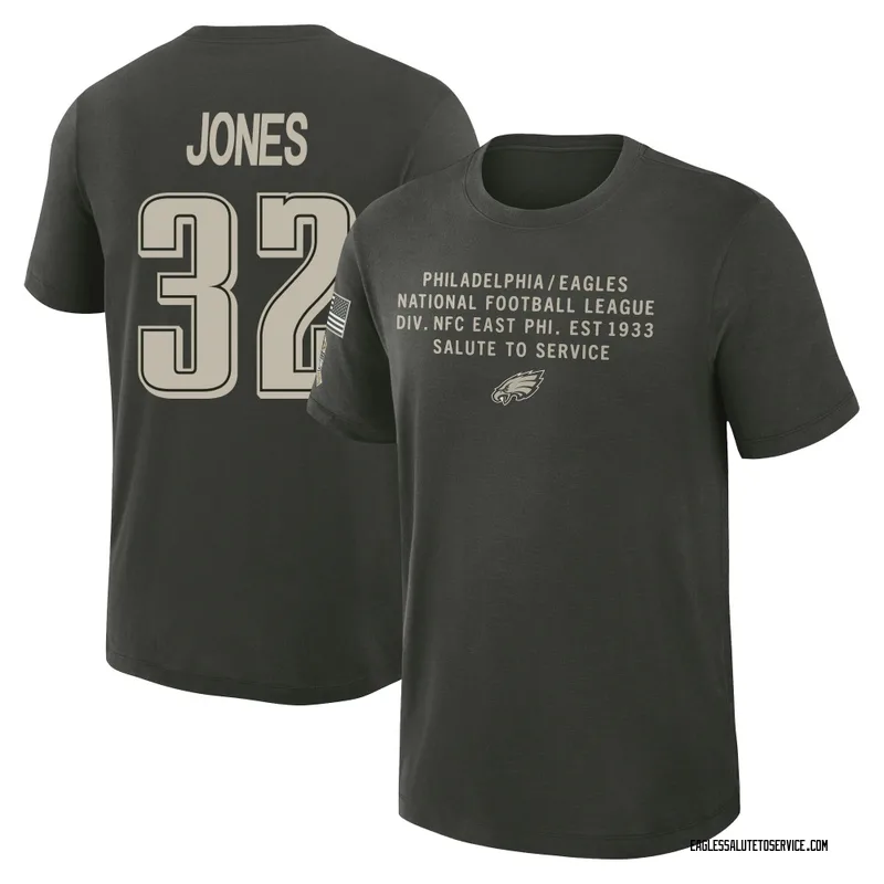 Youth Jonathan Jones Philadelphia Eagles Green Dark/ 2025 Salute to Service Sideline Slub T-Shirt