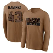 Youth Jose Ramirez Philadelphia Eagles Brown 2023 Salute To Service Long Sleeve T-Shirt