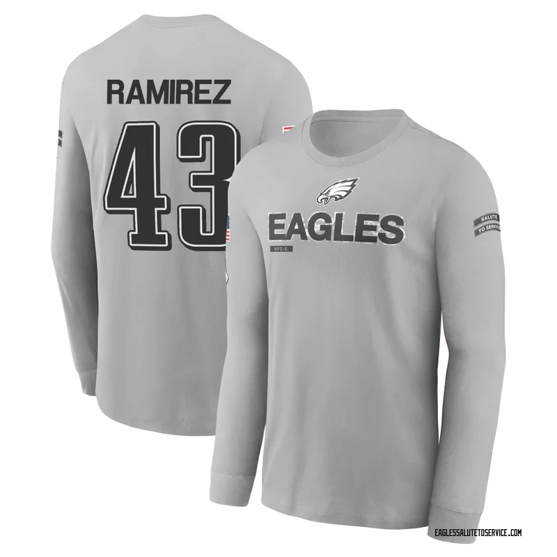 Youth Jose Ramirez Philadelphia Eagles Gray 2024 Salute to Service Long Sleeve T-Shirt