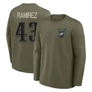 Youth Jose Ramirez Philadelphia Eagles Olive 2025 Salute to Service Sideline Coaches Long Sleeve T-Shirt