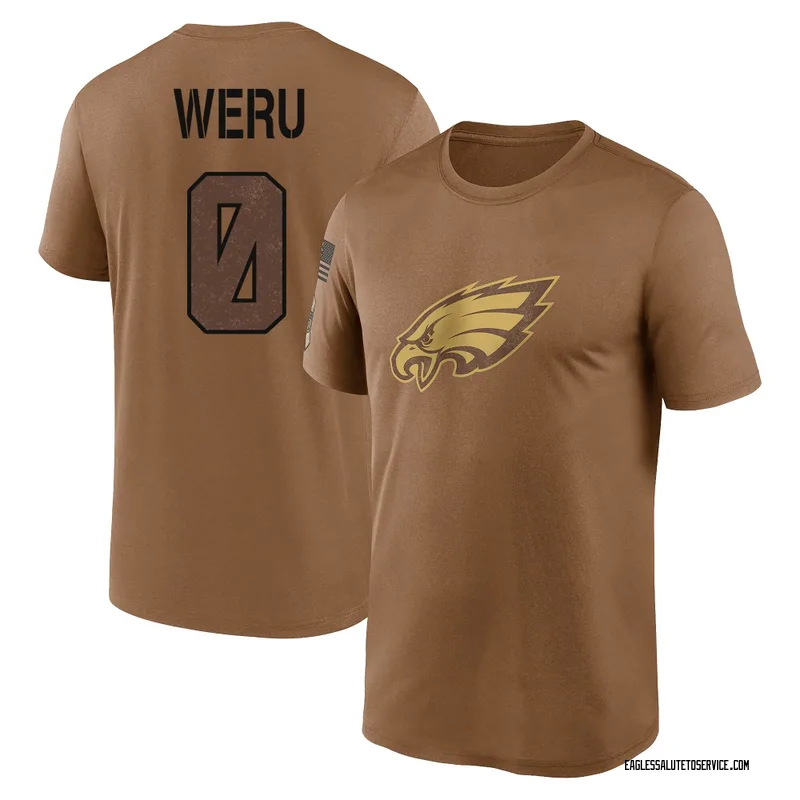 Youth Joshua Weru Philadelphia Eagles Legend Brown 2023 Salute To Service Performance T-Shirt