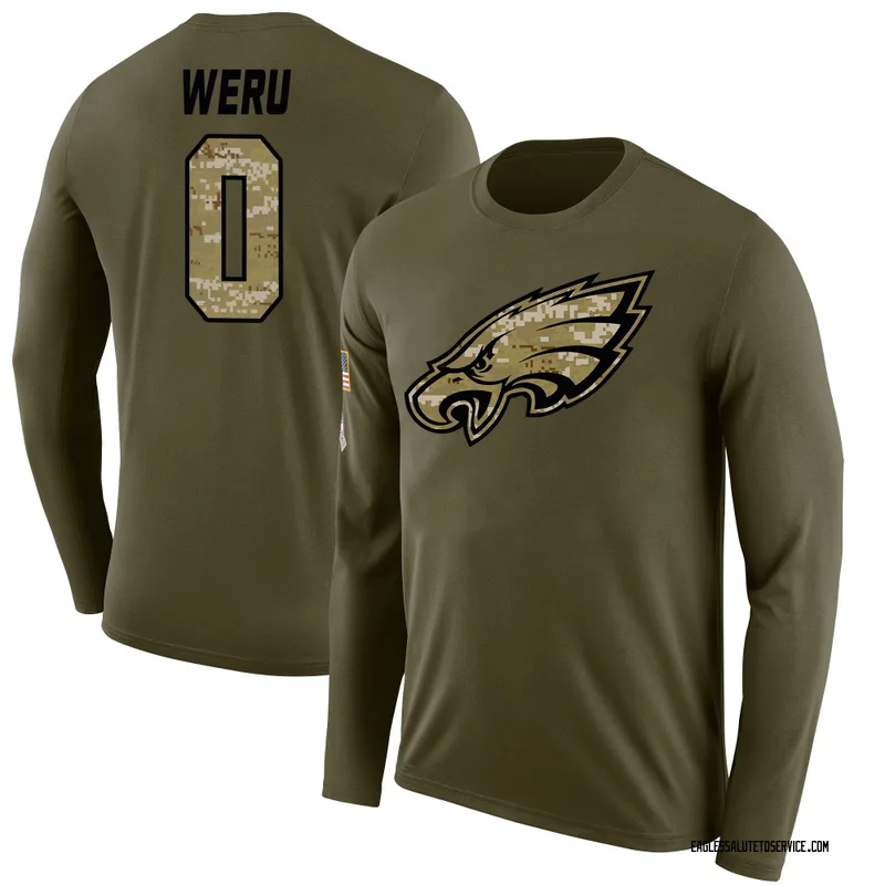 Youth Joshua Weru Philadelphia Eagles Legend Olive Salute to Service Sideline Long Sleeve T-Shirt