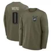 Youth Joshua Weru Philadelphia Eagles Olive 2025 Salute to Service Sideline Coaches Long Sleeve T-Shirt