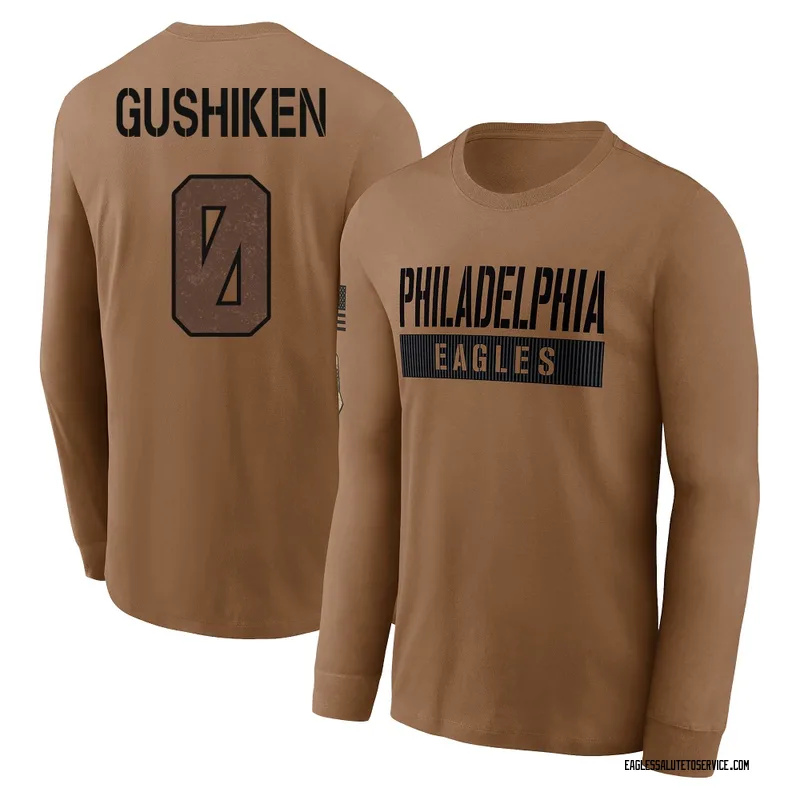 Youth Kapena Gushiken Philadelphia Eagles Brown 2023 Salute To Service Long Sleeve T-Shirt