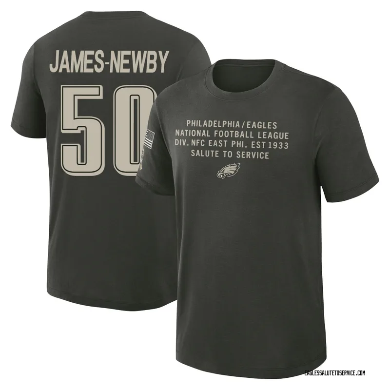 Youth Keyshawn James-Newby Philadelphia Eagles Green Dark/ 2025 Salute to Service Sideline Slub T-Shirt