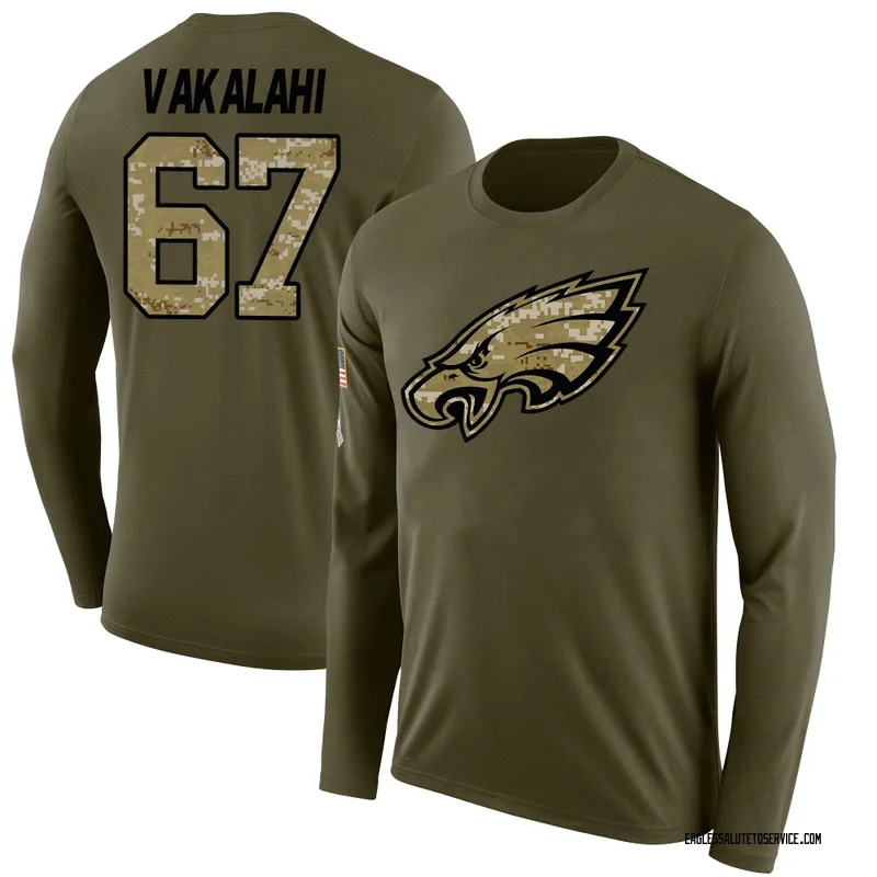 Youth Laekin Vakalahi Philadelphia Eagles Legend Olive Salute to Service Sideline Long Sleeve T-Shirt
