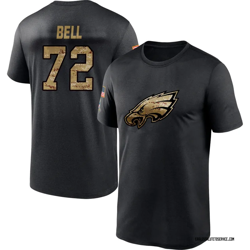Youth Markel Bell Philadelphia Eagles Black 2020 Salute To Service Performance T-Shirt