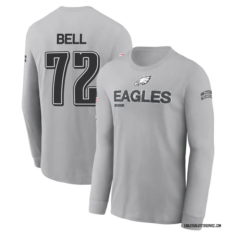 Youth Markel Bell Philadelphia Eagles Gray 2024 Salute to Service Long Sleeve T-Shirt