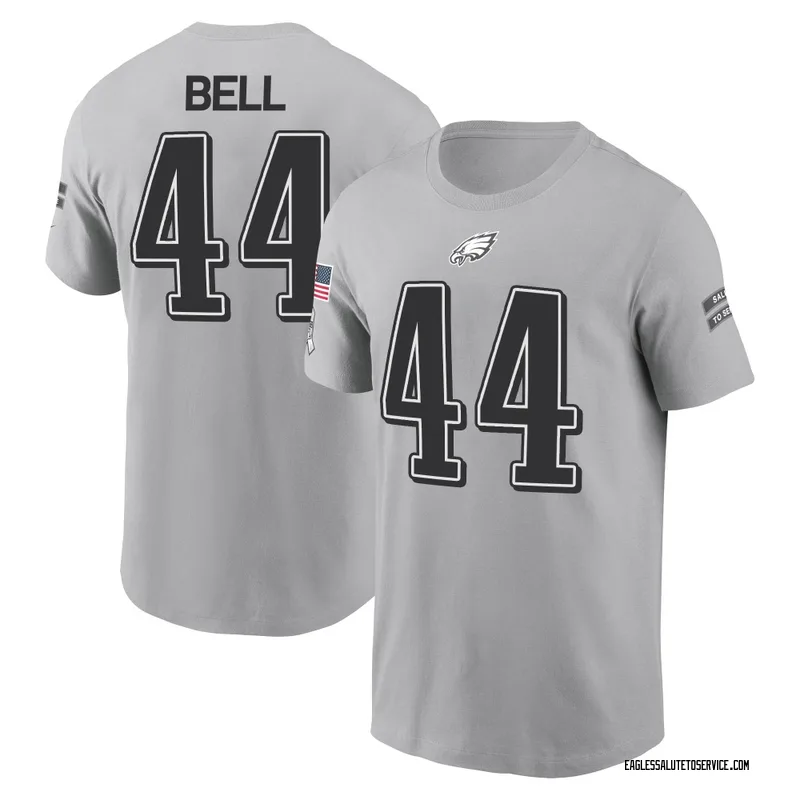 Youth Markel Bell Philadelphia Eagles Gray 2024 Salute to Service Name & Number T-Shirt