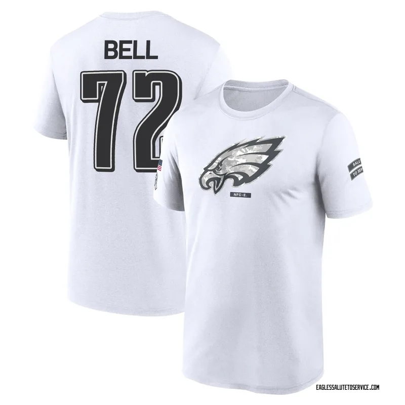 Youth Markel Bell Philadelphia Eagles Legend White 2024 Salute to Service Performance T-Shirt