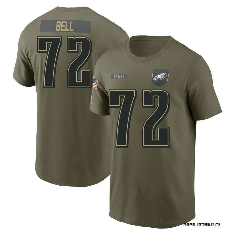 Youth Markel Bell Philadelphia Eagles Olive 2025 Salute to Service Name & Number T-Shirt