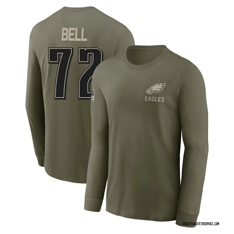 Youth Markel Bell Philadelphia Eagles Olive 2025 Salute to Service Sideline Long Sleeve T-Shirt