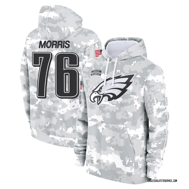 Youth Micah Morris Philadelphia Eagles Camo Arctic 2024 Salute to Service Club Fleece Pullover Hoodie